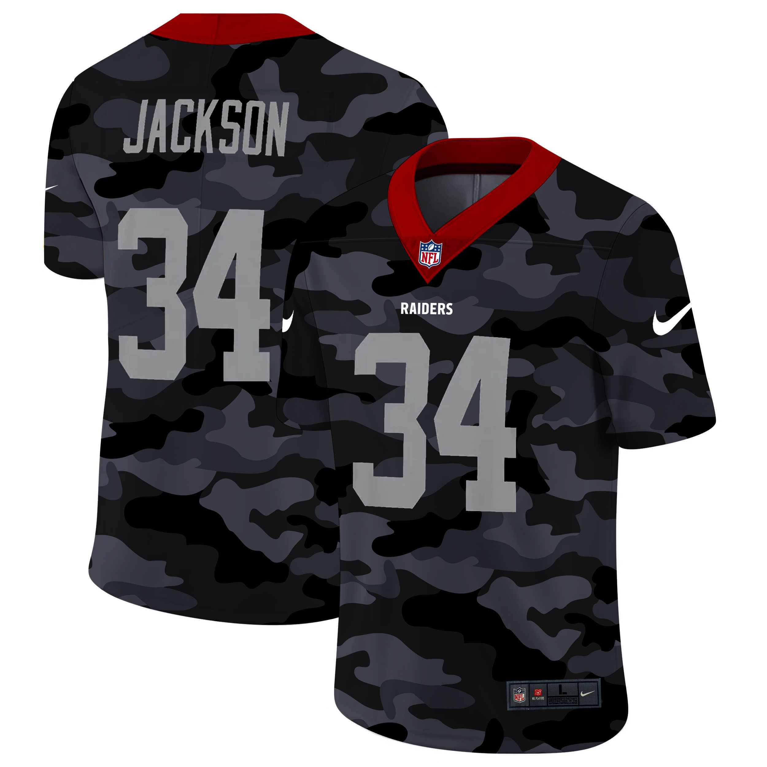 Men Oakland Raiders #34 Jackson 2020 Nike 2ndCamo Salute to Service Limited NFL Jerseys